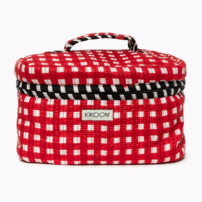 Große Kosmetiktasche  BIG BEAUTY "CHECKS" red