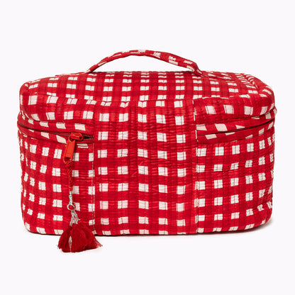 Große Kosmetiktasche  BIG BEAUTY "CHECKS" red
