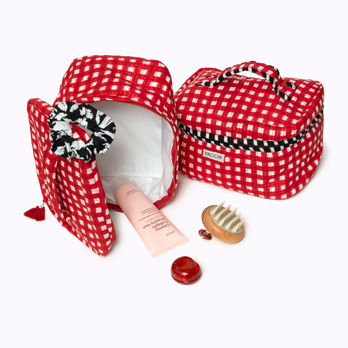 Large cosmetic bag BIG BEAUTY "CHECKS" red