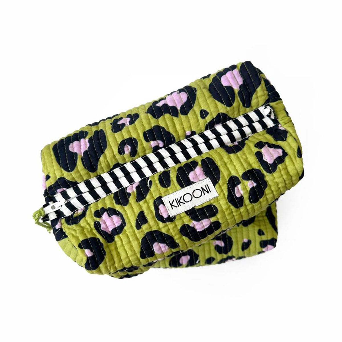 Handmade small cosmetic bag "oh leo cosmic green"