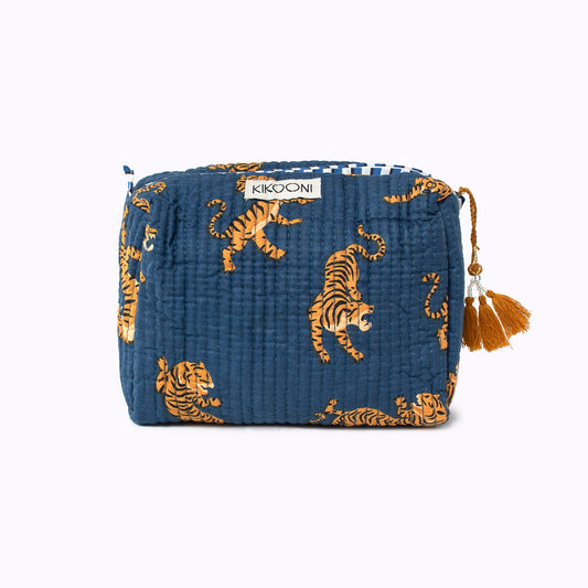 kleine Kosmetiktasche "Roy darkblue" - natürliche Materialien