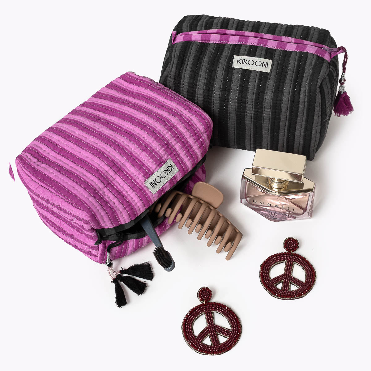 kleine Kosmetiktasche  "Thin Stripes Berry"