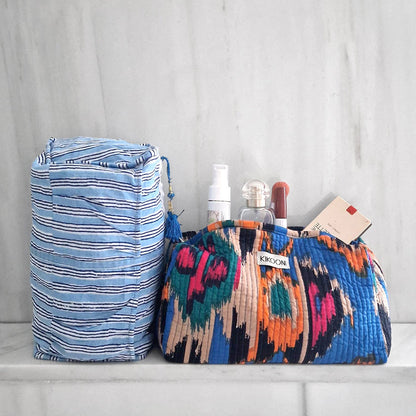 handmade cosmetic bag "Ikat blue"