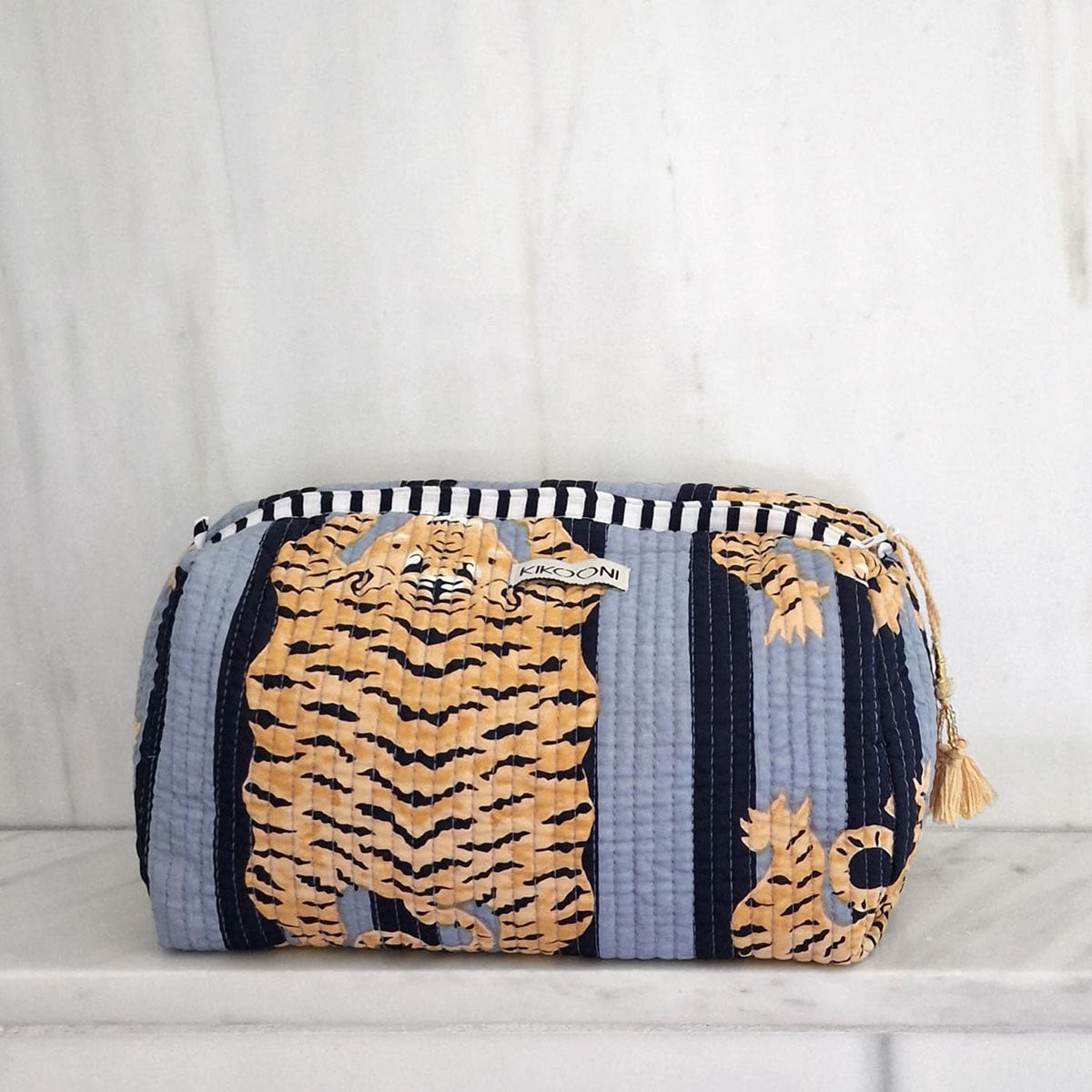Handgemachte Kosmetiktasche "poppy Tiger" black