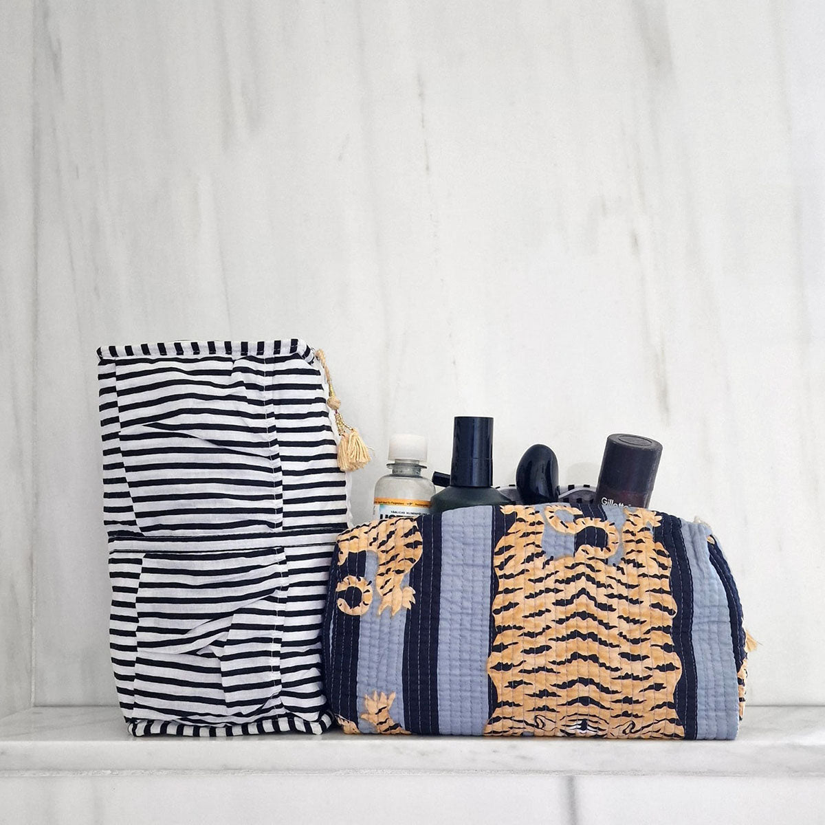 Handmade cosmetic bag "poppy Tiger" black