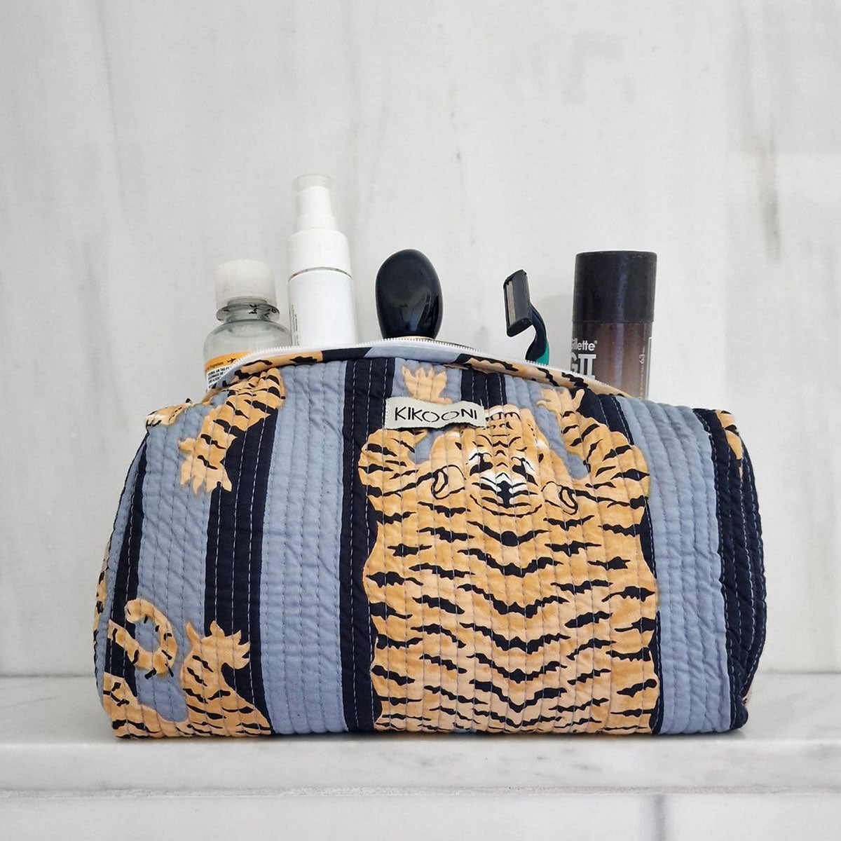Handgemachte Kosmetiktasche "poppy Tiger" black