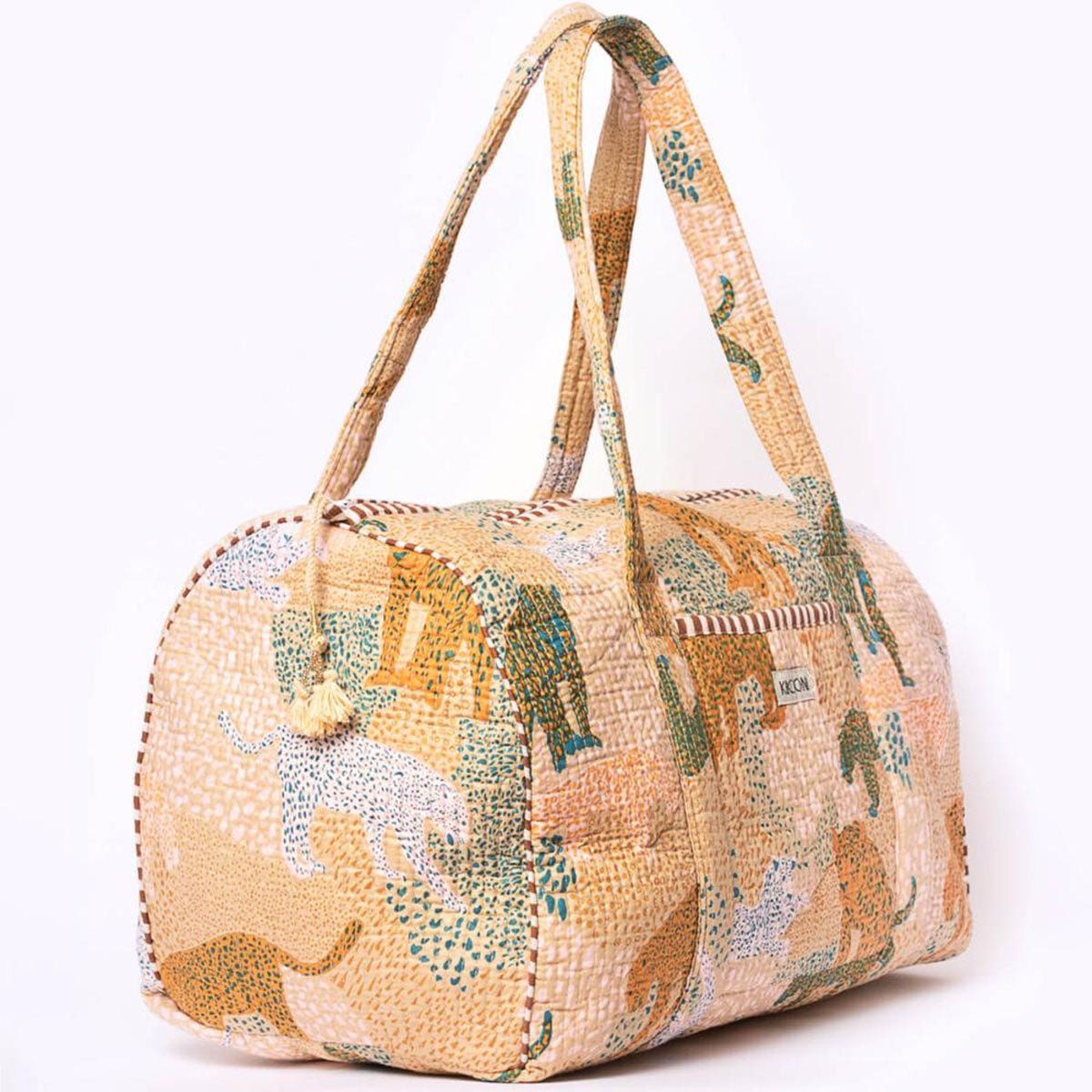 Handmade cotton bag "Lucky Leo" beige