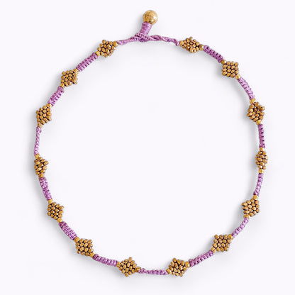 Dokra necklace "purple flower"