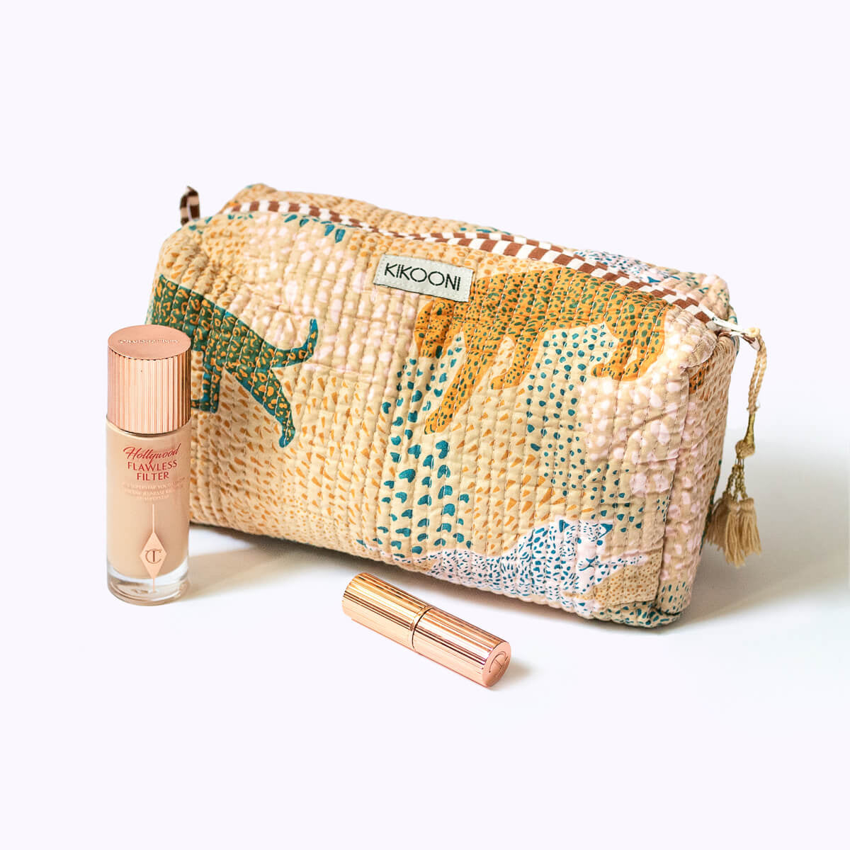 handgemachte Kosmetiktasche "Lucky Leo " - beige