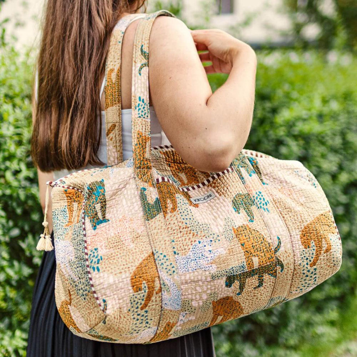 Handgemachte Baumwolltasche  "Lucky Leo" beige