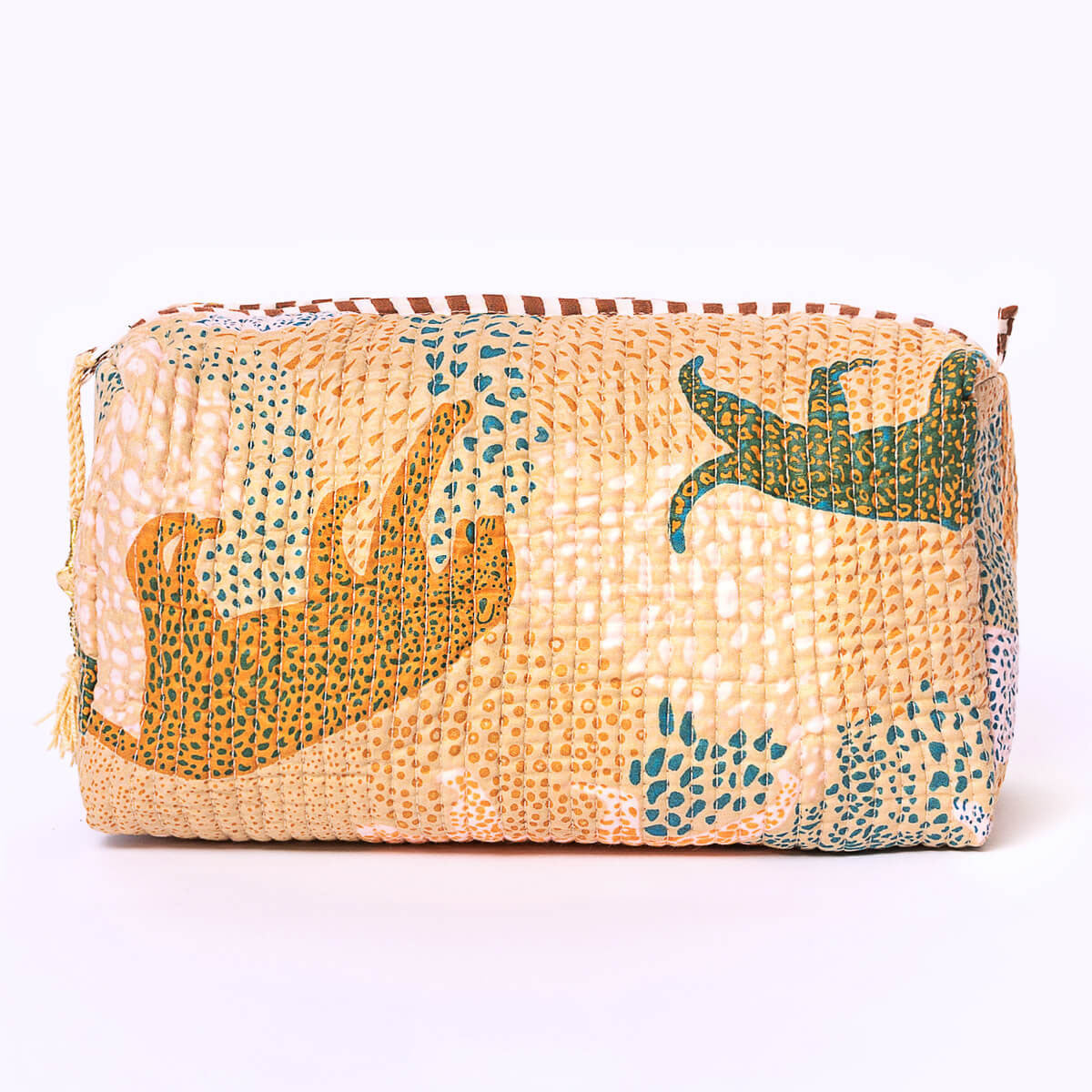 handgemachte Kosmetiktasche "Lucky Leo " - beige