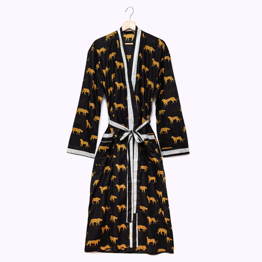Leichter Baumwoll Kimono "black leopard"