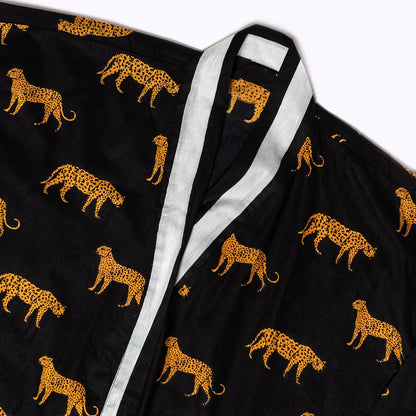 Leichter Baumwoll Kimono "black leopard"