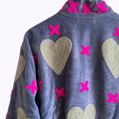 handgefertigte Velvet Jacke "my Love" grey
