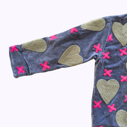 handgefertigte Velvet Jacke "my Love" grey