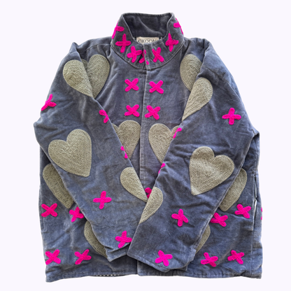 handgefertigte Velvet Jacke "my Love" grey