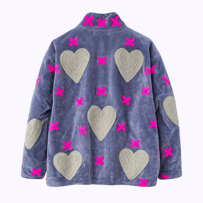 handgefertigte Velvet Jacke "my Love" grey