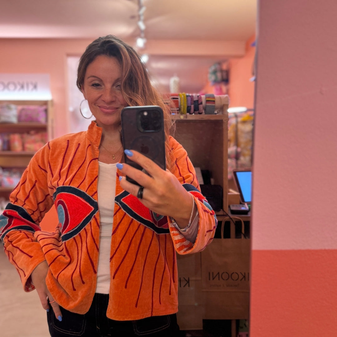 "My 3. Eye" Velvet Jacket - Tangerine
