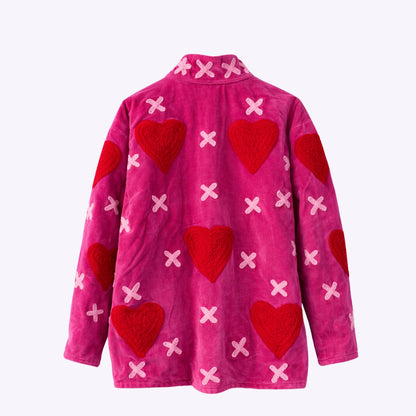 Handgefertigte Velvet Jacke "my Love" red