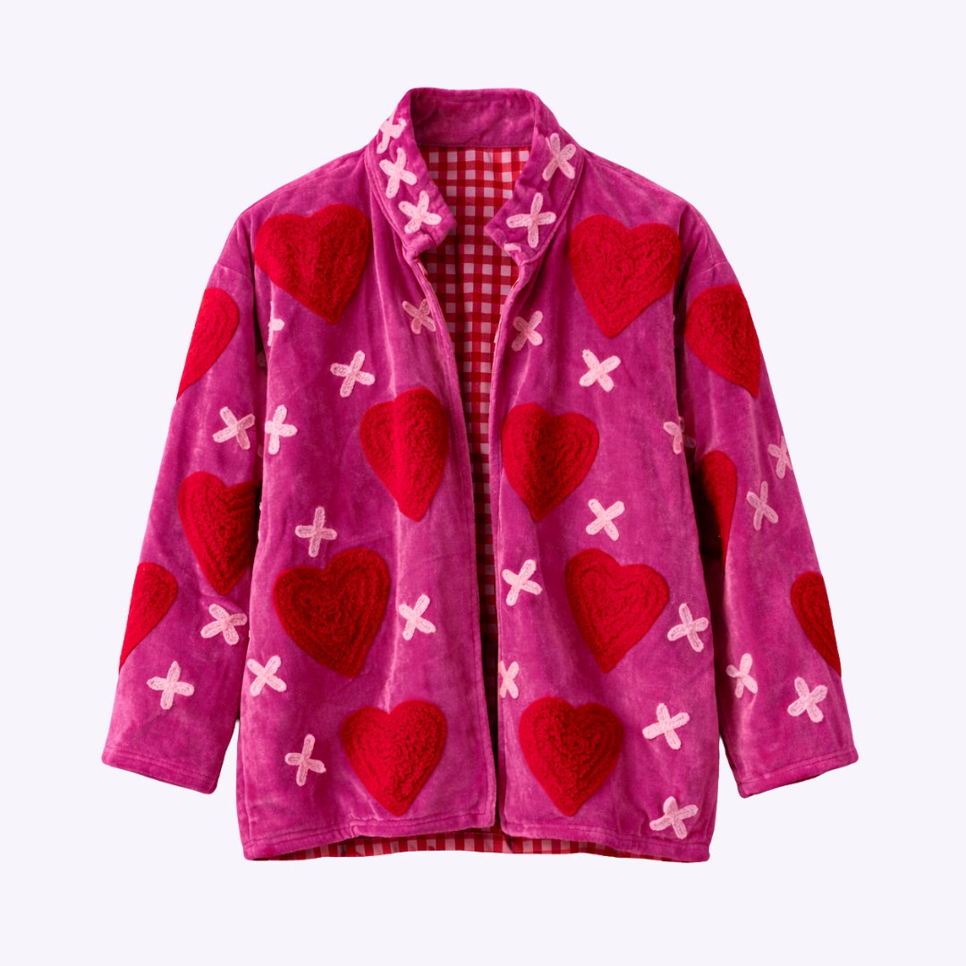 Handgefertigte Velvet Jacke "my Love" red