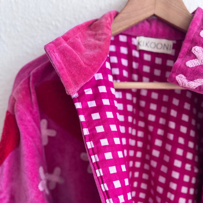 Handgefertigte Velvet Jacke "my Love" red