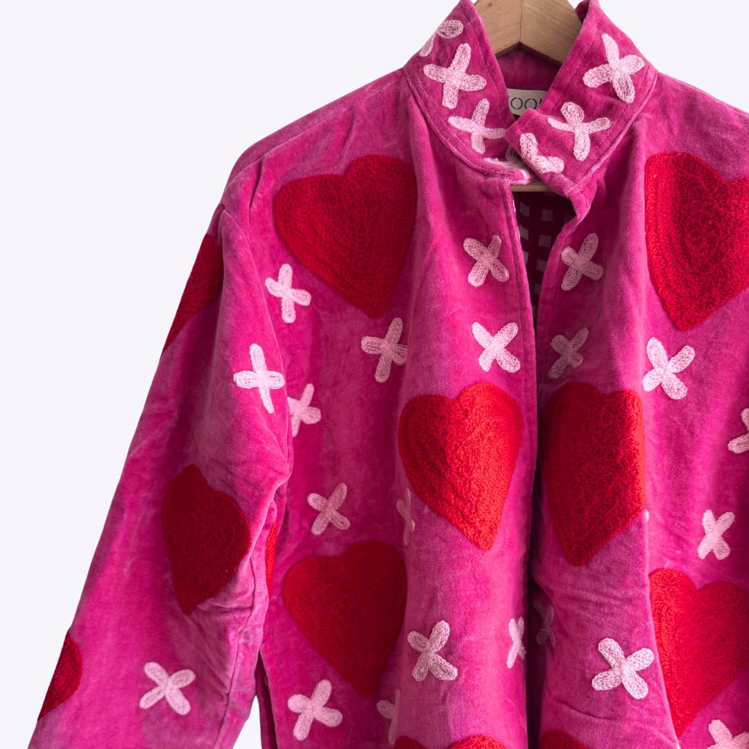 Handgefertigte Velvet Jacke "my Love" red