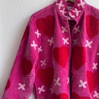 Handgefertigte Velvet Jacke "my Love" red