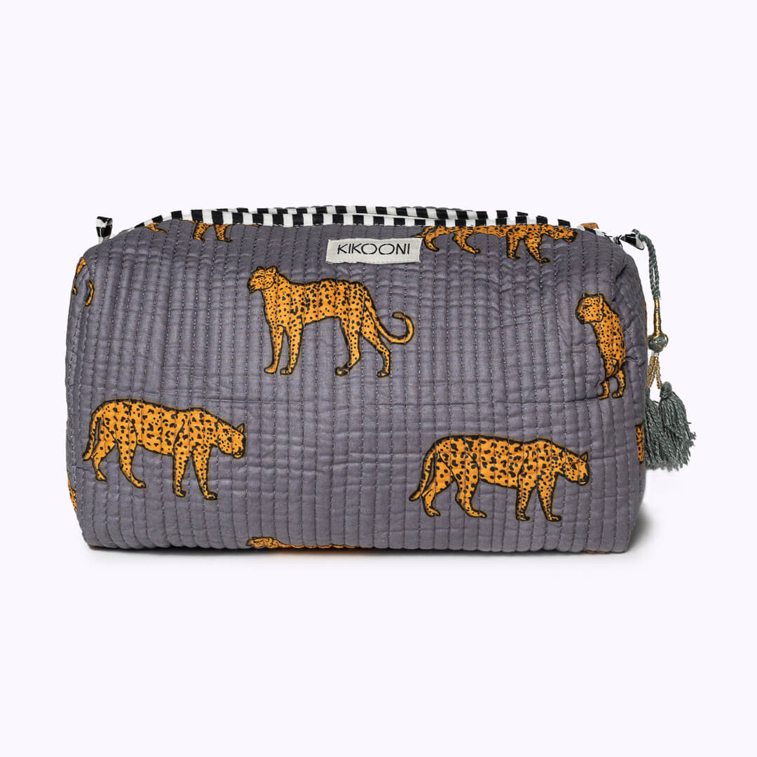 "Grey Leopard" cosmetic bag