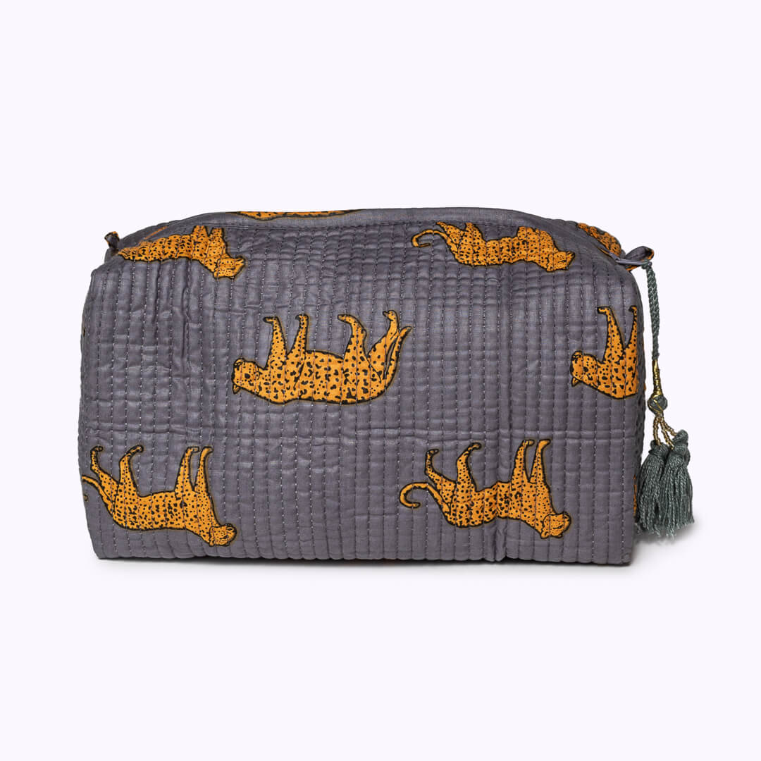 "Grey Leopard" cosmetic bag
