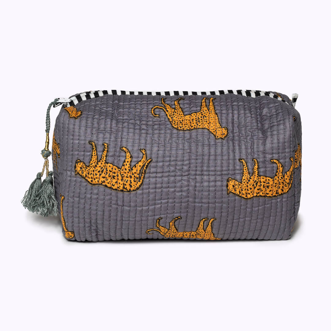 "Grey Leopard" cosmetic bag