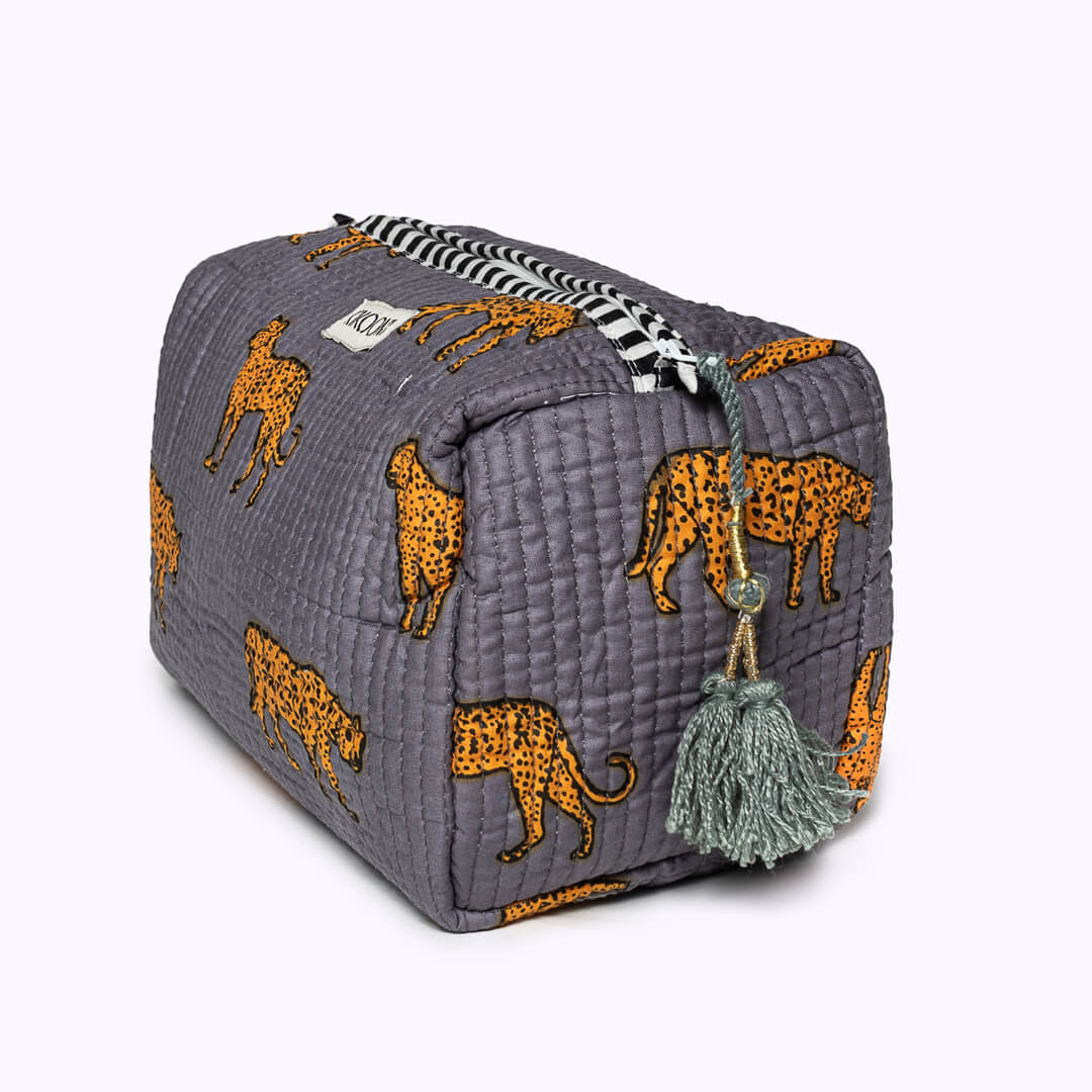 "Grey Leopard" cosmetic bag