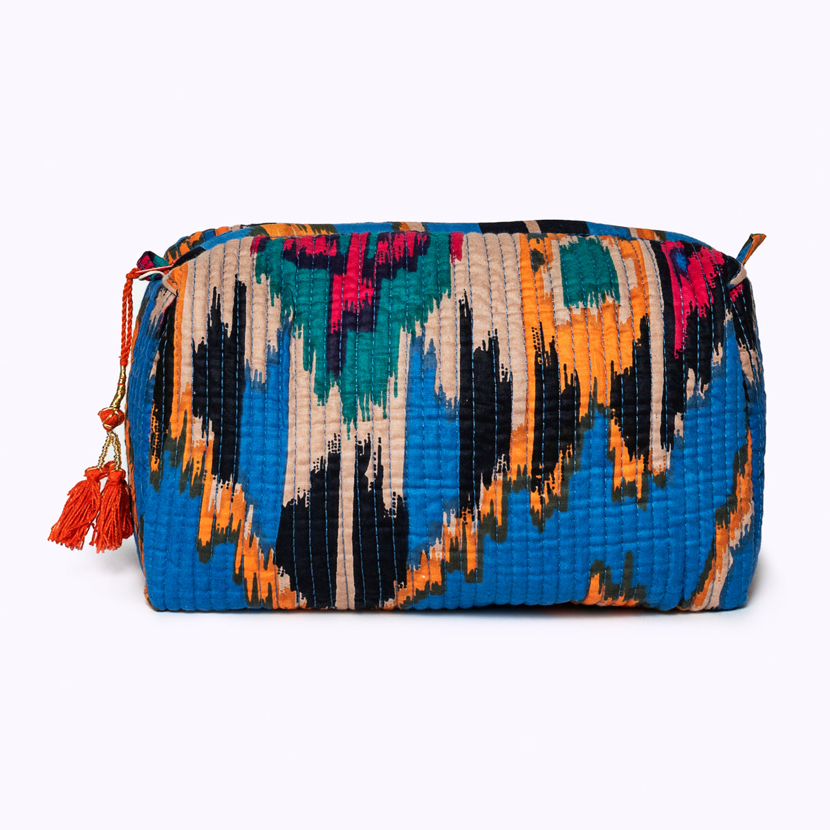 Handgemachte Kosmetiktasche "Ikat blue"