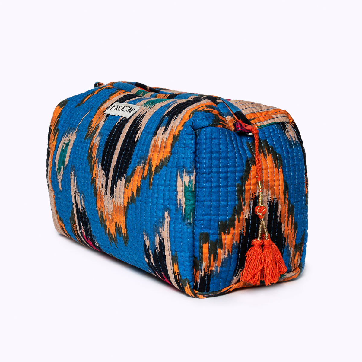Handgemachte Kosmetiktasche "Ikat blue"