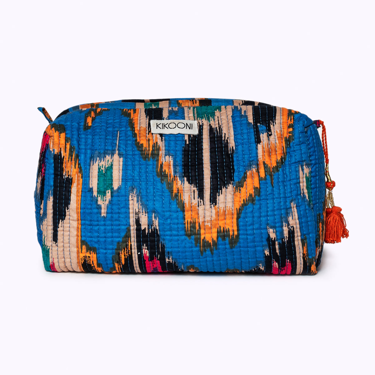 Handgemachte Kosmetiktasche "Ikat blue"