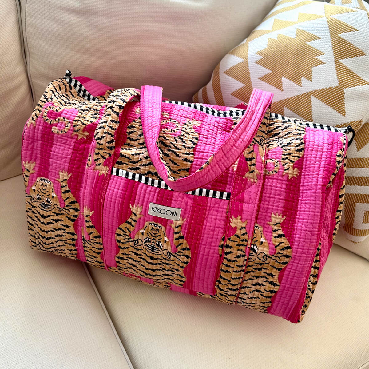 handgemachte Baumwolltasche  "Poppy Tiger PINK"