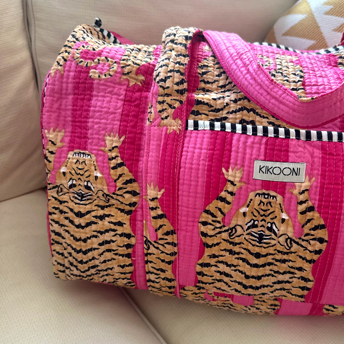 handgemachte Baumwolltasche  "Poppy Tiger PINK"