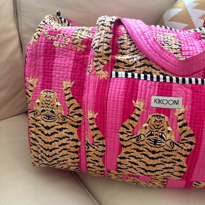 handgemachte Baumwolltasche  "Poppy Tiger PINK"