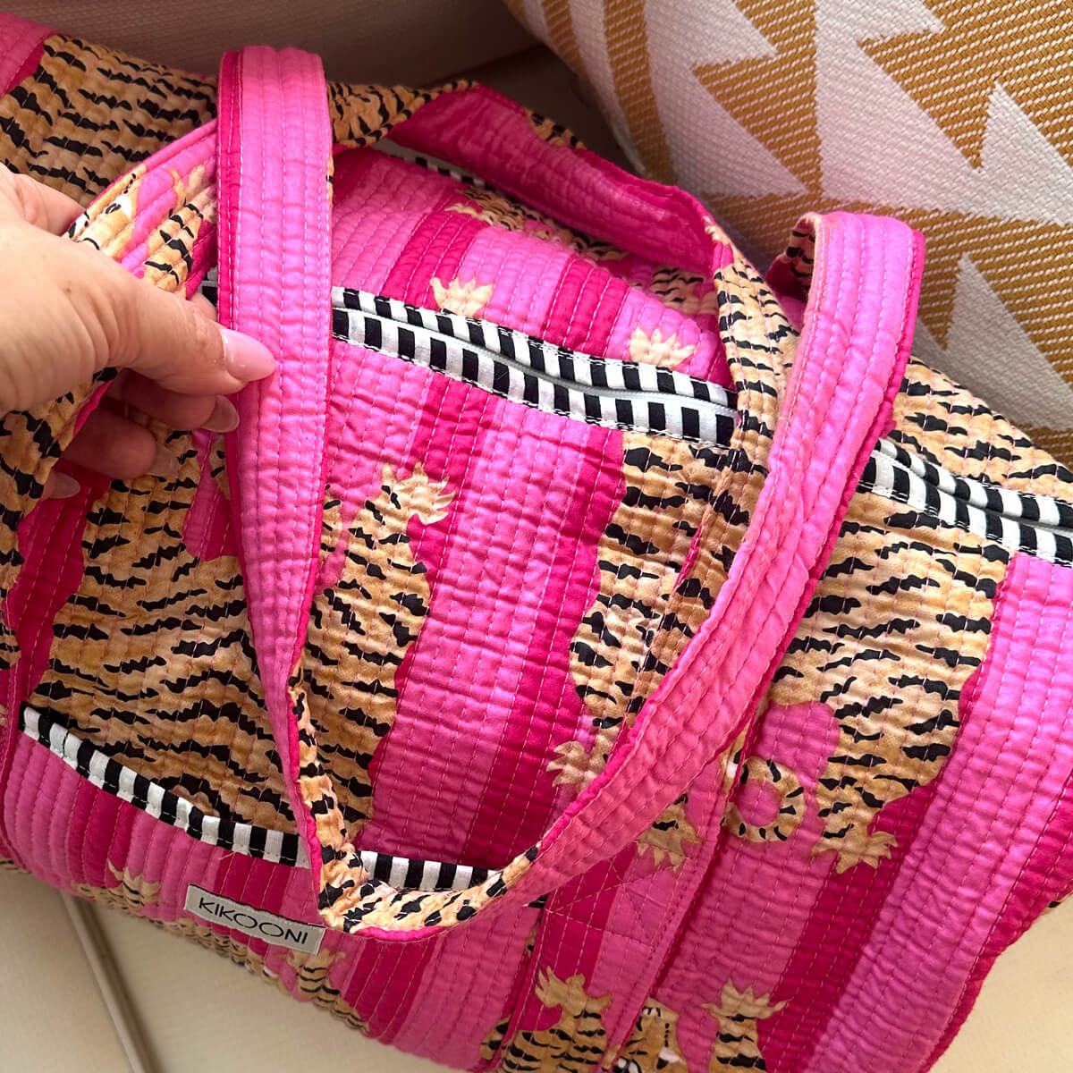 handgemachte Baumwolltasche  "Poppy Tiger PINK"