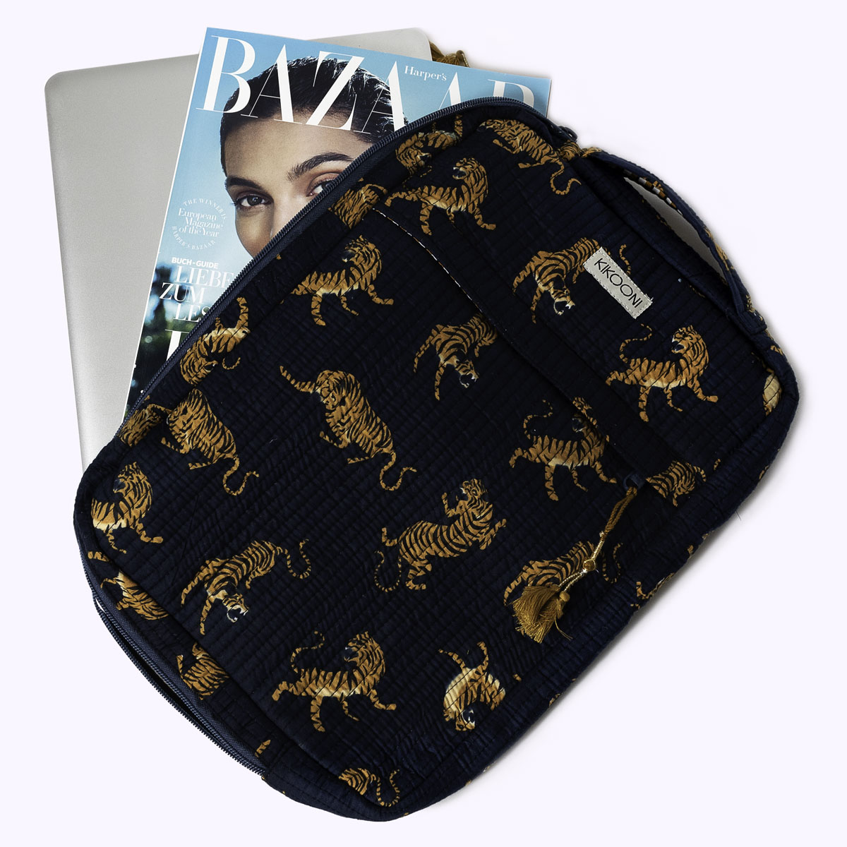 14 " kleine handgemachte Laptoptasche "Midnight Tiger"