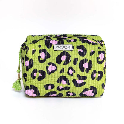 handmade small cosmetic bag "oh leo cosmic green"