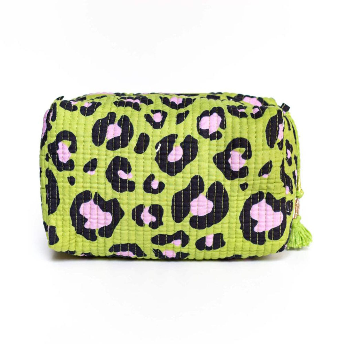 Handmade small cosmetic bag "oh leo cosmic green"