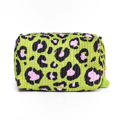 handmade small cosmetic bag "oh leo cosmic green"