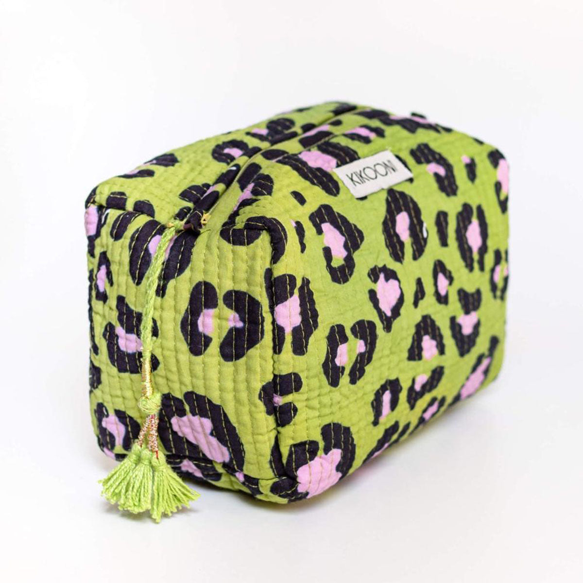 Handmade small cosmetic bag "oh leo cosmic green"