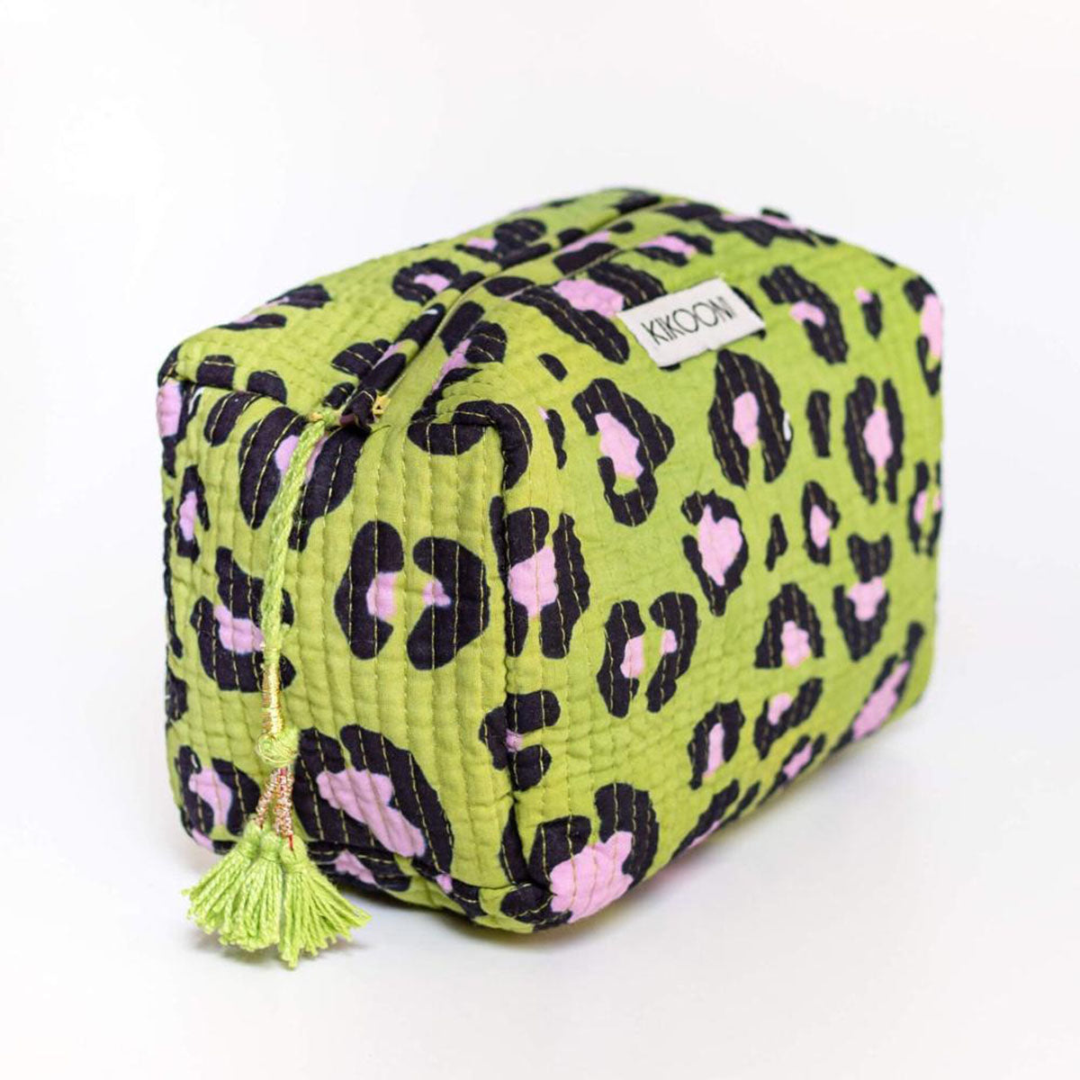 handmade small cosmetic bag "oh leo cosmic green"