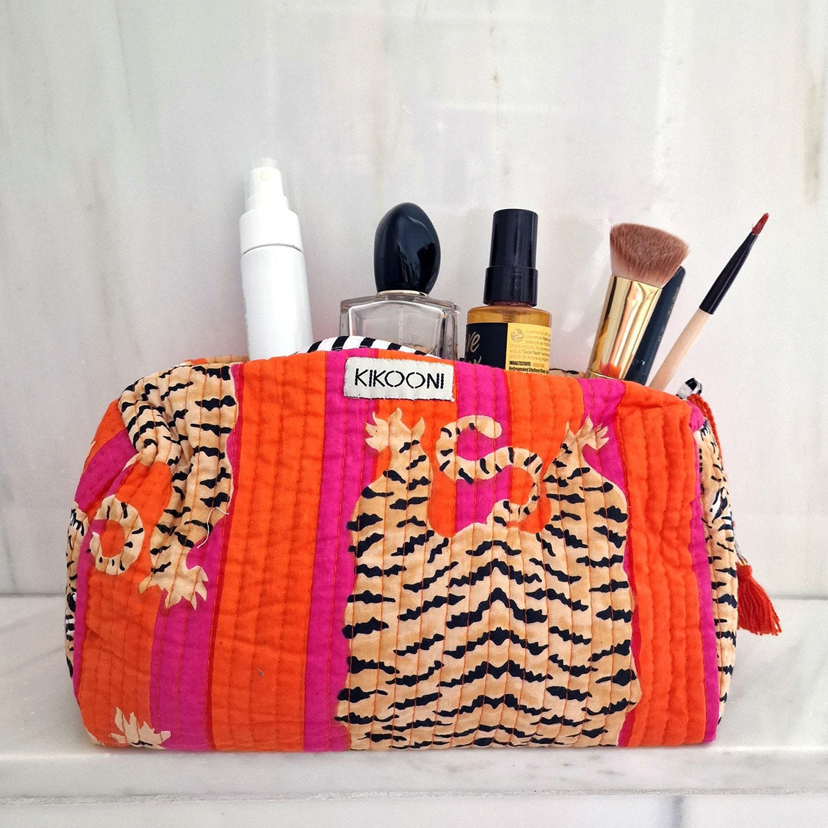 Handmade cosmetic bag "Poppy Tiger"