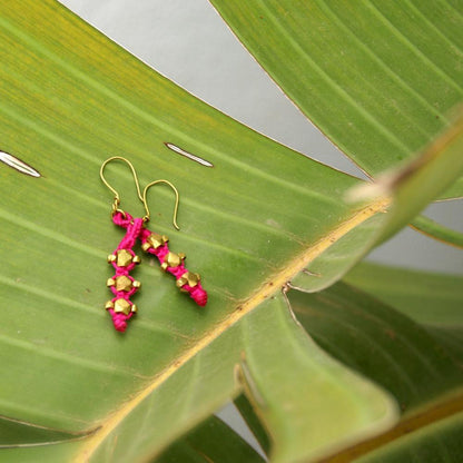 Dokra earrings "pink stones" 