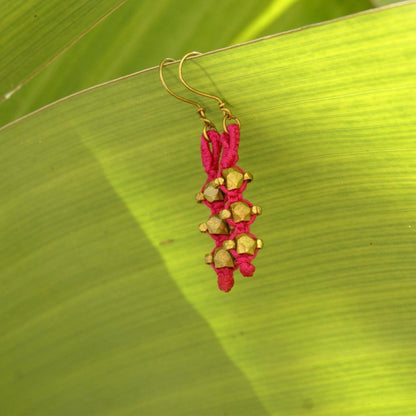 Dokra earrings "pink stones" 