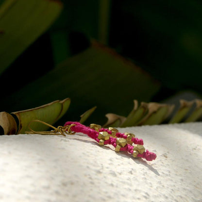 Dokra earrings "pink stones" 