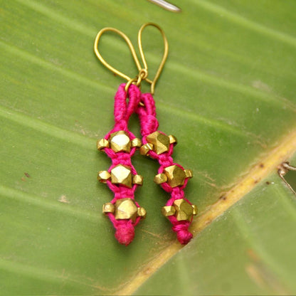 Dokra earrings "pink stones" 