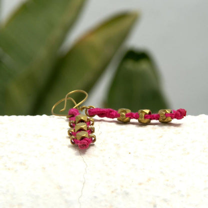 Dokra earrings "pink stones" 